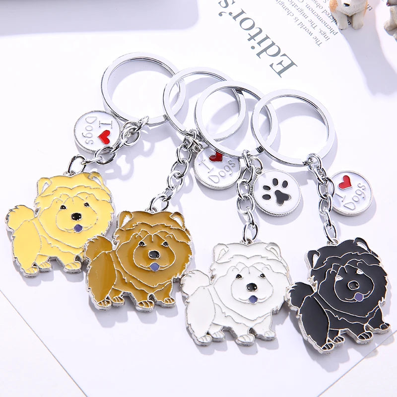Cute Chow Chow Dog Keyring – Animal Keychain for Bags, Cars, and Gifts