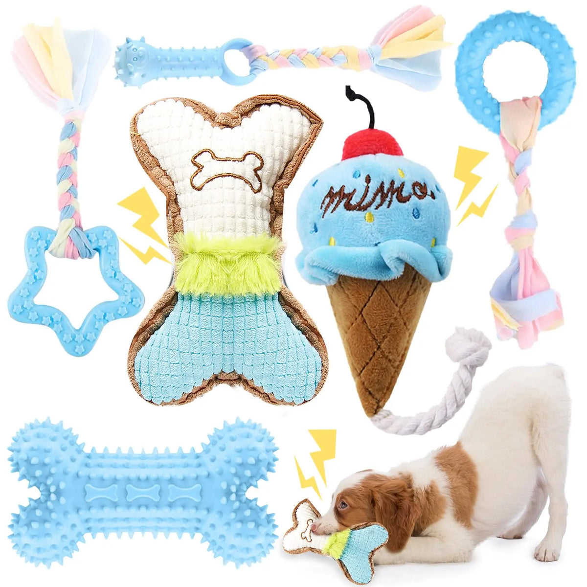 6-Piece Puppy Teething Toy Set – Soft Rubber Chew Toys with Ropes for