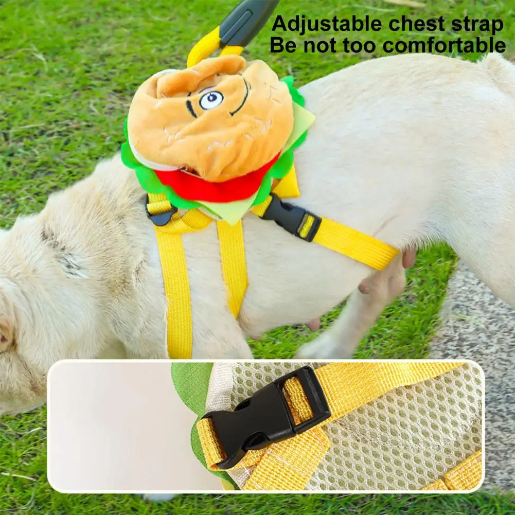 Cartoon Hamburger Pet Backpack – Cute & Functional Travel Bag for Small Dogs and Puppies