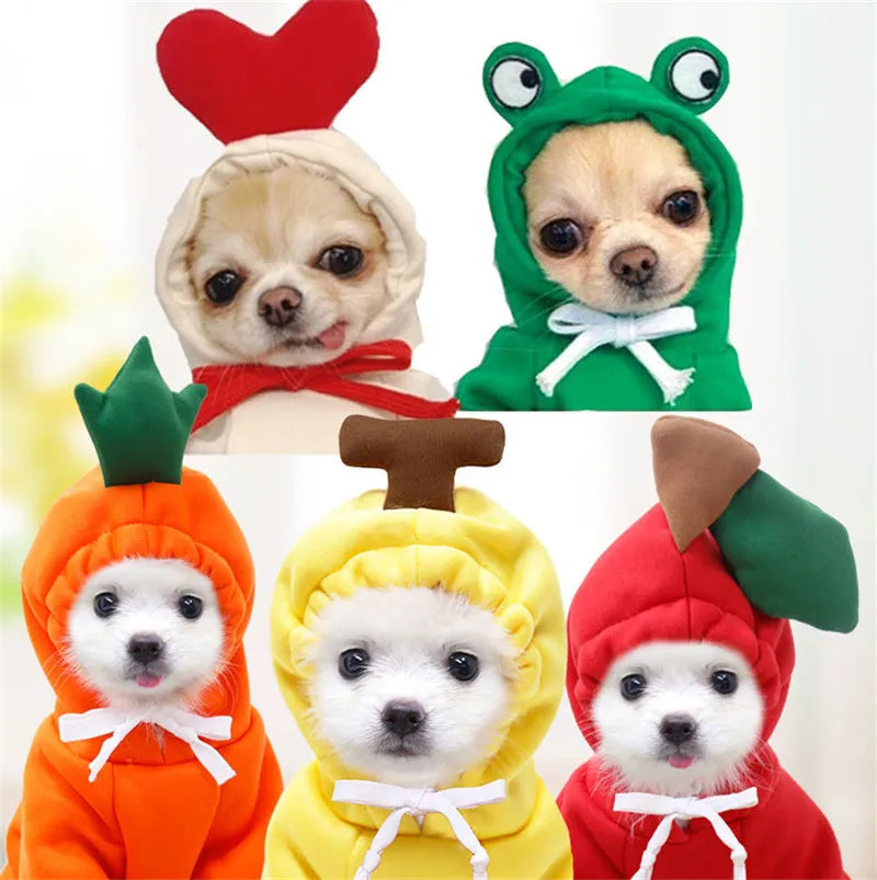 Adorable Fruit-Themed Pet Hoodie – Warm Fleece Coat for Small Dogs, Puppies, and Cats